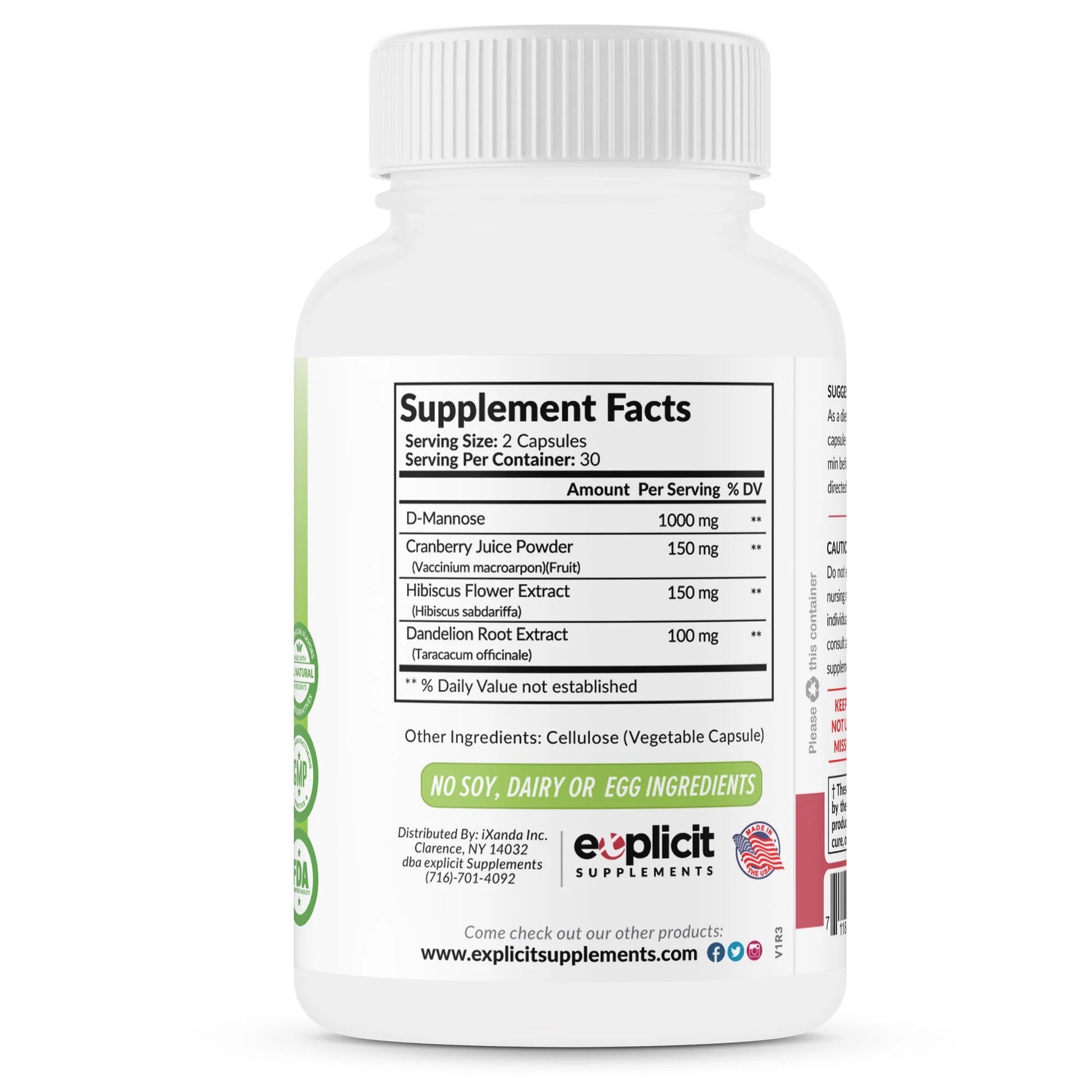 D-Mannose Capsules - Urinary Tract Cleanse & UTI Support - Fast Acting Digestive Cleanser - 1000Mg per Serving -  - 60 Capsules