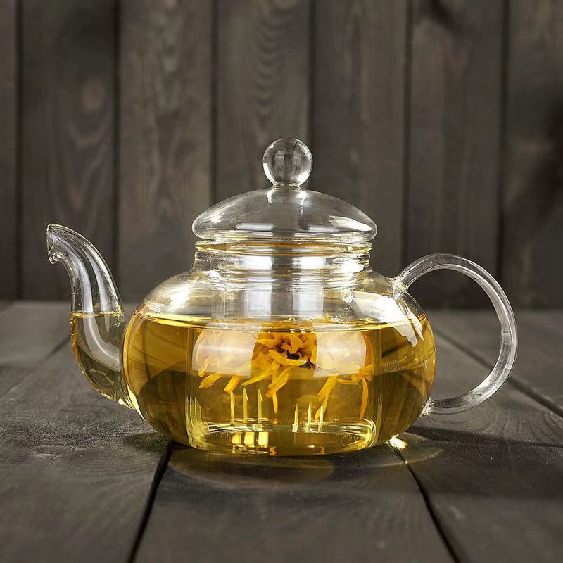 High Quality Heat Resistant Glass Tea Pot,Practical Bottle Flower Tea Cup Glass Teapot with Infuser Tea Leaf Herbal Coffee