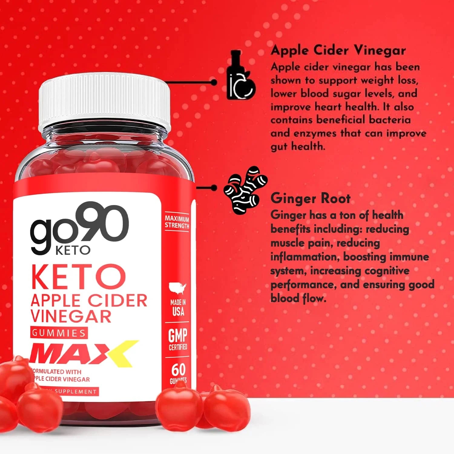 (1 Pack)  Keto ACV Gummies - Supplement for Weight Loss - Energy & Focus Boosting Dietary Supplements for Weight Management & Metabolism - Fat Burn - 60 Gummies