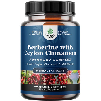 Balancing Berberine plus 1200Mg Complex per Serving - Antioxidant Berberine with Ceylon Cinnamon plus Silymarin Milk Thistle Extract - Active PK for Heart Health and Sugar Support 90 Veggie Capsules