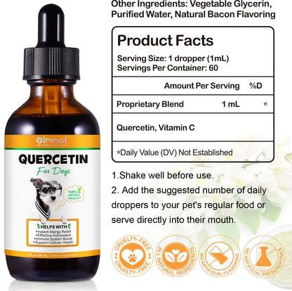 Quercetin for Dogs Help with Instant Allergy Relief Effect Antioxidant Immune System Boost Support Cellular Health Bacon Flavor