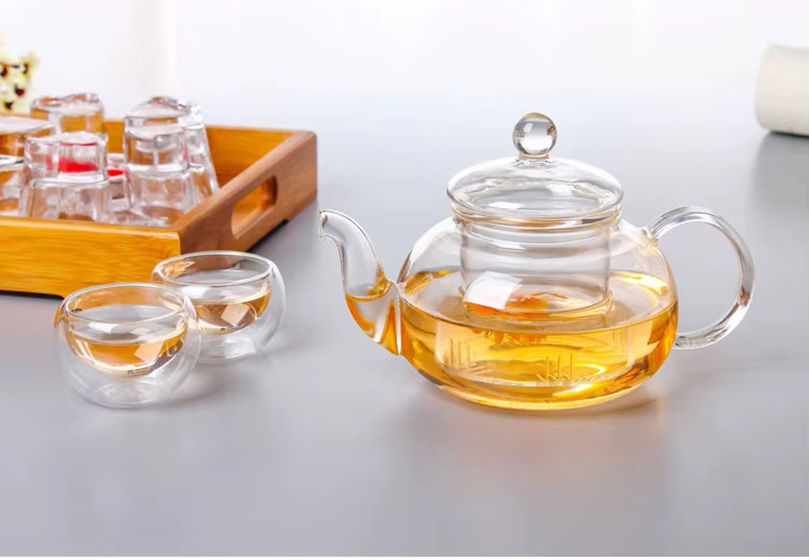 High Quality Heat Resistant Glass Tea Pot,Practical Bottle Flower Tea Cup Glass Teapot with Infuser Tea Leaf Herbal Coffee