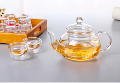 High Quality Heat Resistant Glass Tea Pot,Practical Bottle Flower Tea Cup Glass Teapot with Infuser Tea Leaf Herbal Coffee
