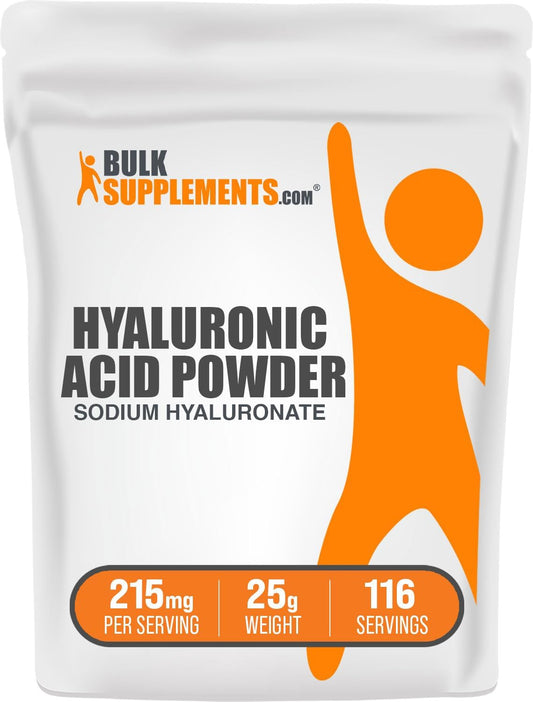 .Com Hyaluronic Acid Powder - Hyaluronic Acid Supplements, Hyaluronic Acid 215Mg - Hyaluronic Acid Food Grade, Gluten Free - 215Mg per Serving, 25G (0.88 Oz) (Pack of 1)