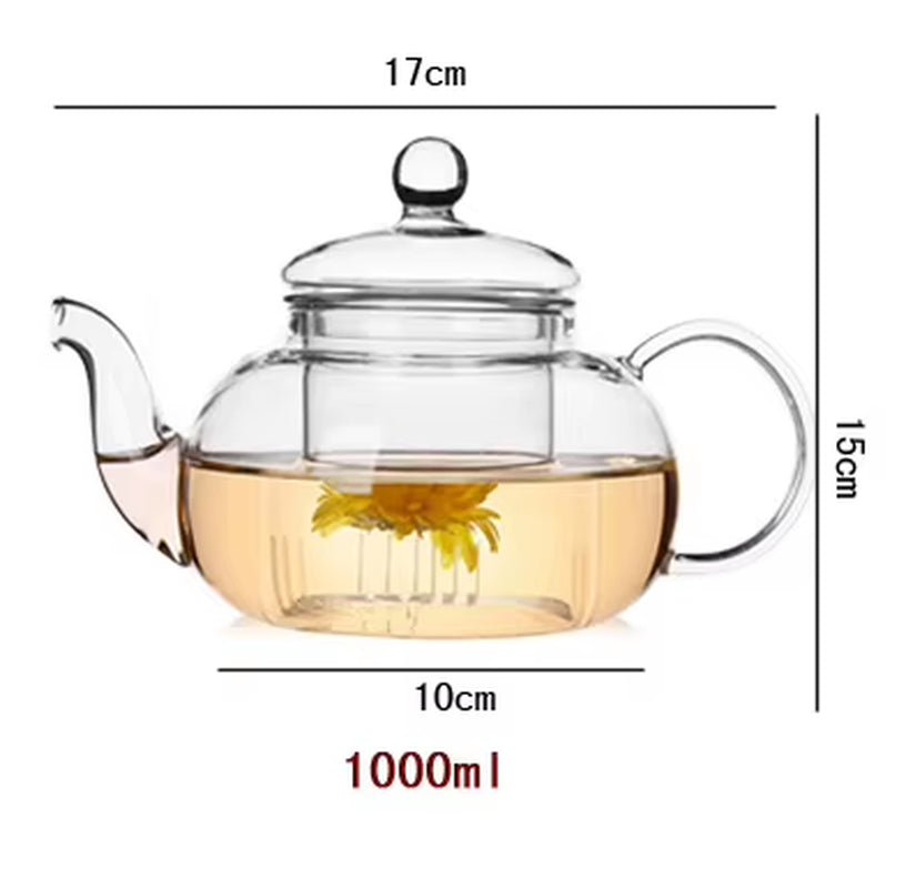 High Quality Heat Resistant Glass Tea Pot,Practical Bottle Flower Tea Cup Glass Teapot with Infuser Tea Leaf Herbal Coffee