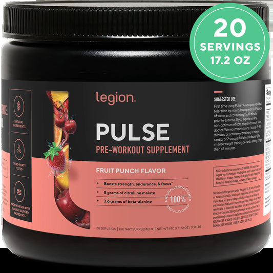 Natural Preworkout Energy Supplement with Caffeine, Nootropic Focus & Muscle Building Support- Fruit Punch, 10 Servings