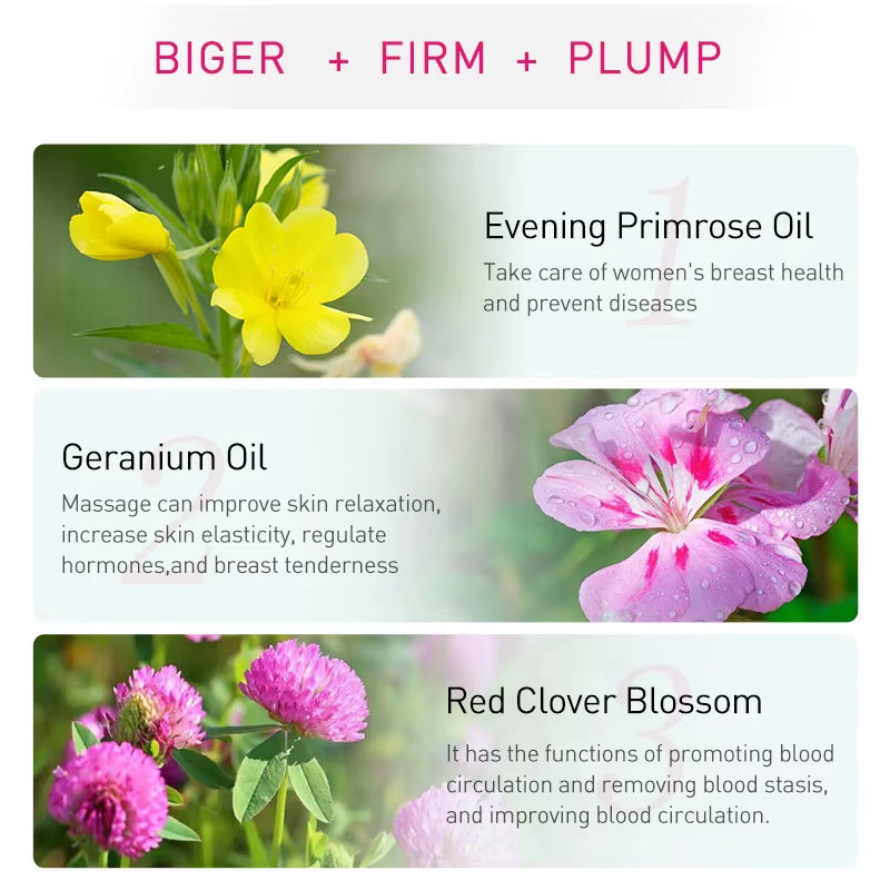 Breast Oil Firming Lifting Body Care Chest Natural Plants Essentials Oils Breast Fast Growth for Women Skincare Products